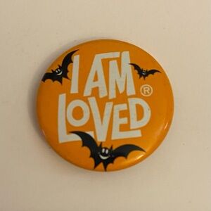 I Am Loved' Button with Halloween Bats Helzberg